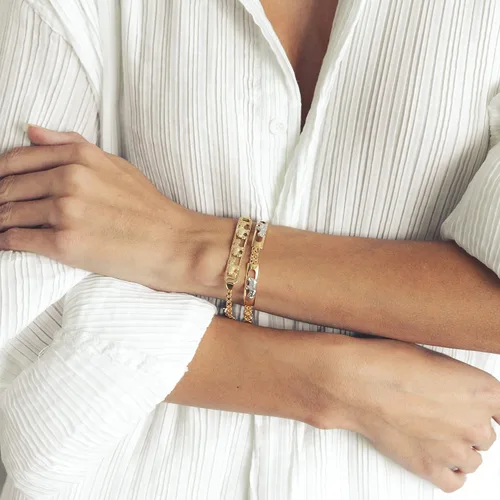 Vista 3 de Barzel - Pulseras de elefante chapado en oro de 18 quilates para mujer