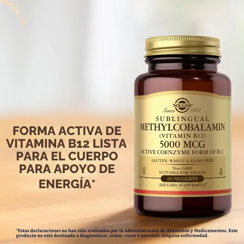 Vista 5 de Solgar Metilcobalamina (vitamina B12) 5000 mcg, 60 pepitas (paquete de 3) – Sabor a cereza – Apoya el metabolismo energético – Preparado