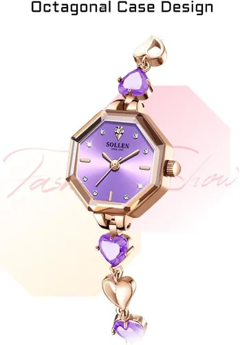 Vista 3 de SOLLEN Reloj de cuarzo para mujer, relojes analógicos de cuarzo de moda impermeables para mujer