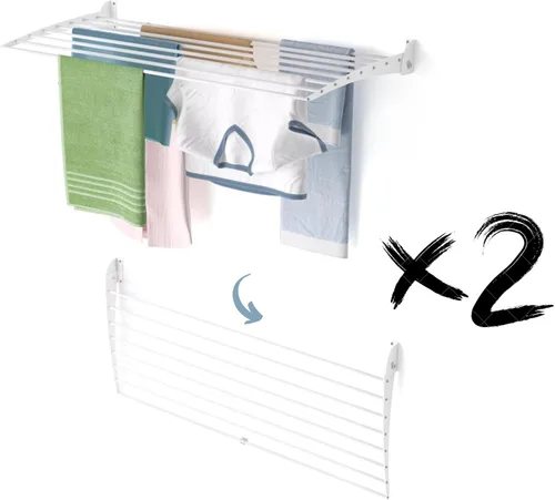 Vista 24 de foxydry Rejilla de secado plegable para montar en la pared, plegable que ahorra espacio, 24 pulgadas Negro - Cerrando