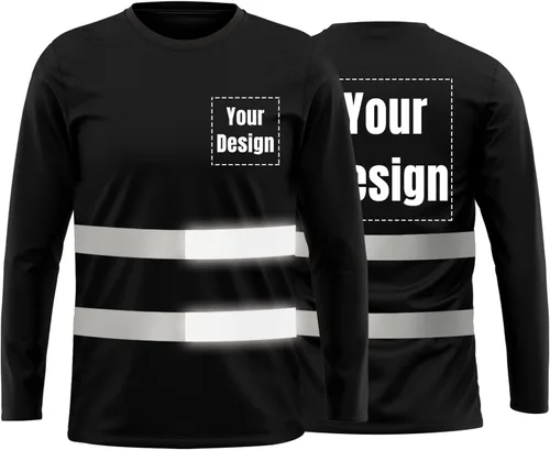 Vista 12 de La alta visibilidad reflexiva de las camisetas de la seguridad del logotipo de encargo Hola Vis de Verde neón