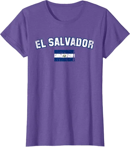 Vista 23 de EL SALVADOR Bandera Vintage Hombres Mujeres Niños Camiseta EL SALVADOR