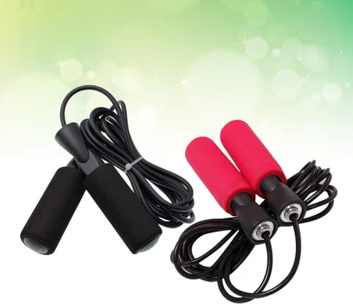 Vista 5 de ABOOFAN 2PCS Ball Bearing Jump Rope for Fitness Speed Skipping Thickened PVC Cord Ergonomic Non-slip Handles Scuff-resistant Rope for Women Men