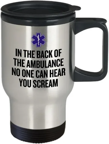 Vista 2 de Divertido taza de viaje – de paramédico EMT Idea de regalo – Ambulancia conductor regalo – nadie puede oírte Scream