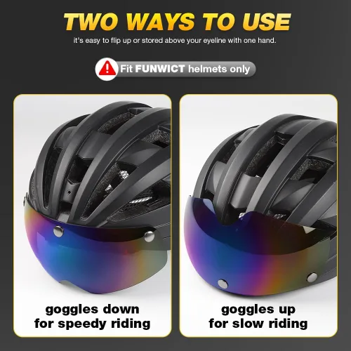 Vista 5 de Gafas de bicicleta magnéticas con casco, viseras solares extraíbles/desmontables para casco de bicicleta (Colorido)
