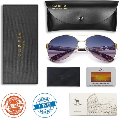 Vista 7 de CARFIA Classic Polarized Sunglasses for Men Women UV400 Protection Pilot Metal Frame Mirror Lens Eyewear