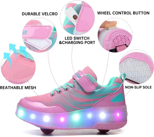 Vista 2 de BFOEL Patines de araña iluminados con USB cargable LED deportivo para niños y niñas, cumpleaños, Acción de Gracias, Navidad, el mejor regalo