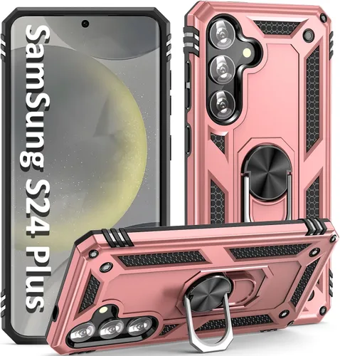 Vista 20 de Funda S24 Plus, S25 Plus, para Samsung S24+/S25+, con anillo de soporte, soporte ajustable, grado militar, protección resistente, a prueba de Azul