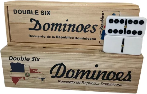 Vista 2 de Bandera de país de República Dominicana grabada dominó doble seis