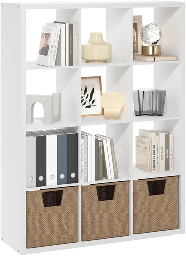 Vista 38 de Furinno Estantería para cubículos, estantería apilable, organizador de almacenamiento en cubos con parte trasera abierta, extragruesa, 15.8 x 15.8 x