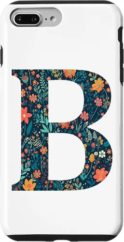 Vista 12 de iPhone 12 mini monograma iniciales floral letra B bonito patrón flores caso