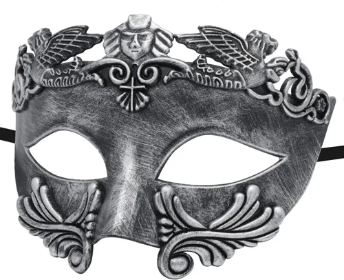 Vista 8 de Máscara de metal para parejas, máscara de hombre griego romano, máscara veneciana de Halloween, máscara de bola de Mardi Gras, máscara de fiesta