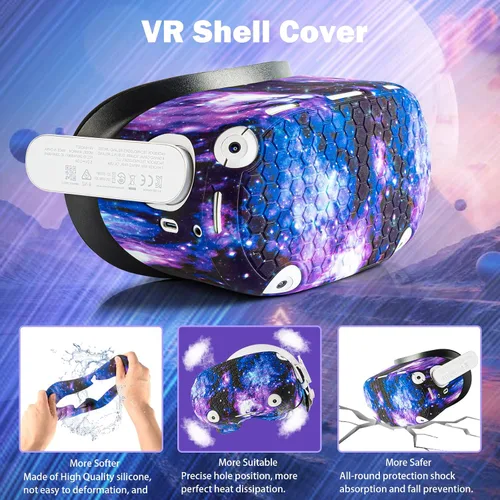 Vista 2 de for Oculus Quest 2 Silicone Case Accessory with VR Case Cover Silicone VR Face Cover Pad and Quest 2 Touch Controller Grip Cover Lens Cover