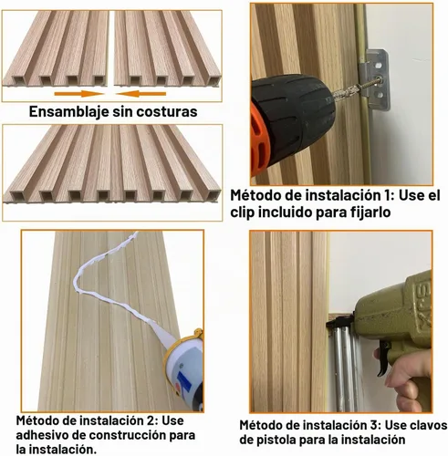 Vista 6 de Yutianli Paquete de 12 paneles de pared de listones 3D WPC para paredes, panel de rejilla de compuesto de plástico y madera con textura de madera