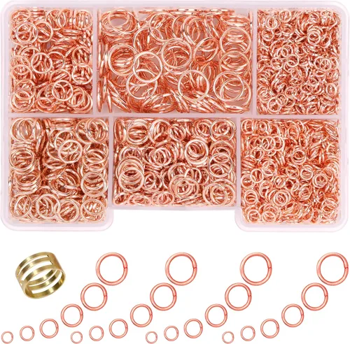 Vista 9 de 1400 anillos de salto de tamaño mixto para fabricación de joyas, llaveros, reparación de collares y manualidades de bricolaje, 0.157 in, 0.236 in
