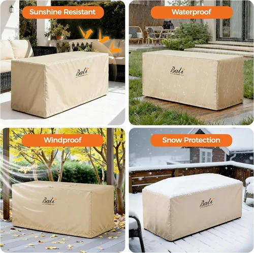 Vista 3 de BALI OUTDOORS Cubiertas rectangulares para hogueras, material de PVC impermeable y resistente a la intemperie, caqui, 42.2 pulgadas de largo x 24.2