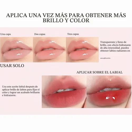 Vista 3 de KYDA Aceite de brillo labial hidratante, brillo labial de aceite hidratante transparente voluminizador, aceite labial teñido para el cuidado