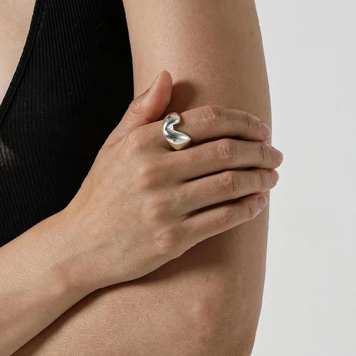 Vista 193 de Anillo de plata de ley 925, minimalista, ajustable, hecho a mano, para mujeres y niñas