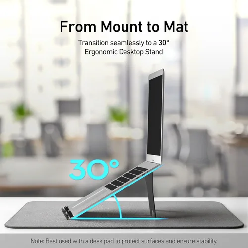 Vista 8 de ergounion Bandeja para portátil para brazo de monitor - Soporte VESA 3.937 x 3.937 in, portátiles de hasta 17.3 pulgadas y 28.6 libras - Bandeja