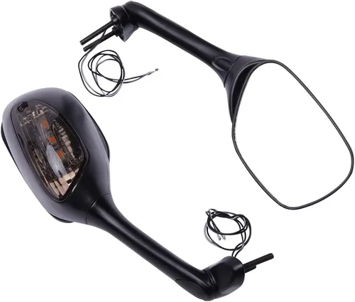 Vista 7 de DREAMIZER Espejo retrovisor lateral LED para motocicleta con luces de señal de giro Lámpara integrada compatible con GSXR 600 750 1000 - Negro
