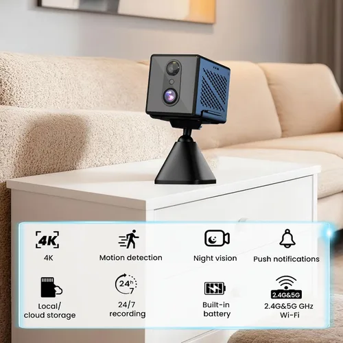 Vista 2 de javiscam Cámara de seguridad 4K con tarjeta SD de 64GB, cámara de seguridad alimentada por batería, 100 días de autonomía, detección humana AI