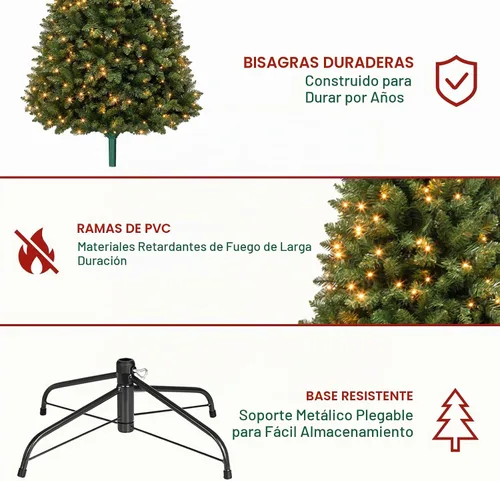 Vista 3 de Hykolity Árbol de Navidad artificial preiluminado de 6 pies con 230 LED