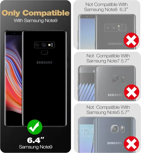 Vista 2 de Dexnor Funda de cuerpo completo para Samsung Galaxy Note 9/6.4 pulgadas, [protector de pantalla y soporte integrados] resistente protección de grado