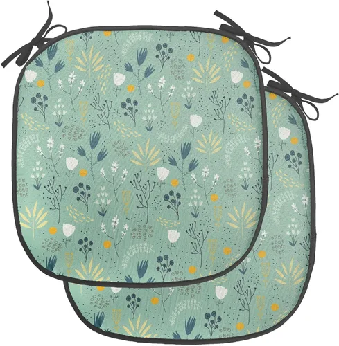 Vista 84 de Ambesonne Flamingo - Cojín de asiento para silla, diseño de fantasía exótica con elementos de vida silvestre hawaiana en colores pastel, acolchado