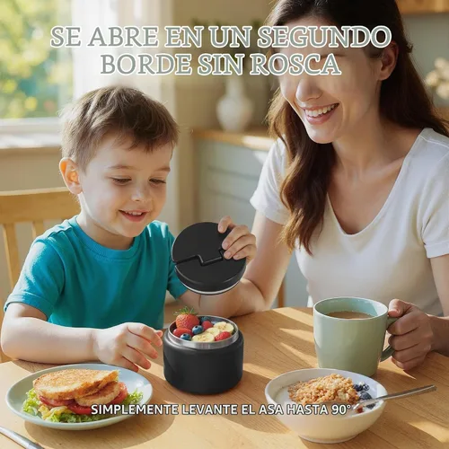 Vista 2 de Termo de sopa de 14.5 onzas para comida caliente para niños, tarro de comida aislado al vacío, termo de sopa sin torsiones para comida caliente
