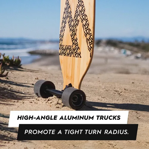 Vista 4 de Magneto, longboards de bambú para paseos, tallado, estilo libre, descensos y baile