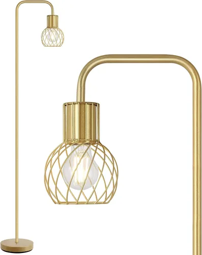 Vista 10 de Lámpara de pie industrial, lámpara de pie plateada antigua moderna con bombilla LED de 6 W, interruptor de pie, lámparas altas de metal para sala