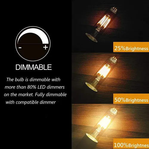 Vista 4 de Bombillas LED T10 de 2200 K blanco cálido, bombillas Edison tubulares de color ámbar de 4 W, base media E26, equivalente a 40 vatios, tubo