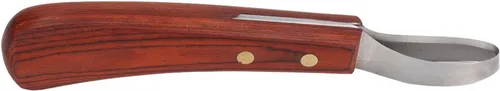Vista 5 de Cuchillo de pezuña Farrier Loop Cuchillo ovalado de caballo Cuchillo de pezuña de goma Mango de madera multiusos Ganado Caballo Cortador de pezuñas