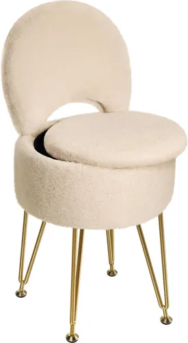 Vista 7 de GREENSTELL Taburete pequeño de tocador con almacenamiento y respaldo plegable, 13 x 13 x 17.7 pulgadas, otomana suave de piel sintética