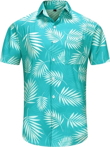 Vista 65 de KYKU - Camisa hawaiana funky para hombre, ropa tropical para vacaciones en Palm Beach