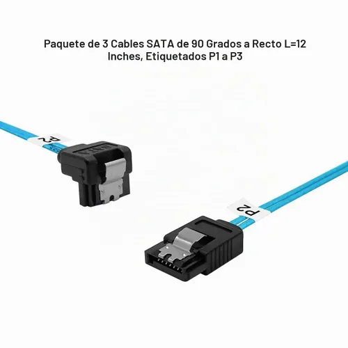 Vista 4 de ADCAUDX Cable SATA-III: 12 pulgadas, paquete de 3 cables SATA en ángulo