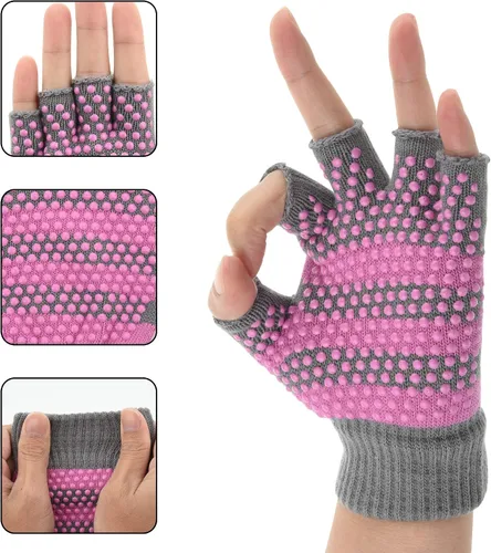 Vista 2 de Cosmos 2 pares de guantes de yoga y pilates antideslizantes para mujer, barra, ballet, bikram guantes de entrenamiento y entrenamiento