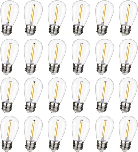 Vista 6 de Bombilla de repuesto LED S14 de plástico inastillable, impermeable, bombillas de cadena de luces, gusano blanco 2200 K, 70 LM, base E26, 120 V