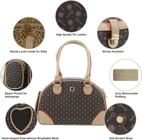 Vista 3 de Bolso de cuero de la PU del bolso del perro del bolso del perro del bolso del gato del bolso del bolso del bolso del animal doméstico del gato