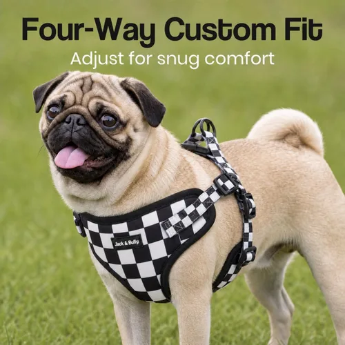 Vista 10 de Jack & Bully Arnés para perro, chaleco sin tirones, de neopreno ajustable, suave con malla transpirable, para todo tipo de clima, bulldog francés