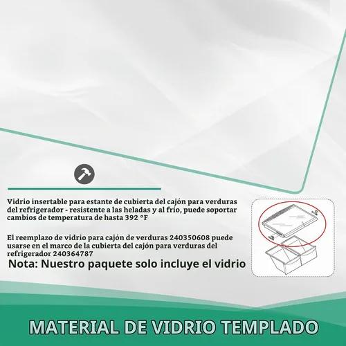 Vista 4 de Repuesto de estante de vidrio para refrigerador, 240350608 AP2115928, compatible con Fri-gidaire Ken-more Cro-sley - 24 x 15.5 x 1/8 pulgadas
