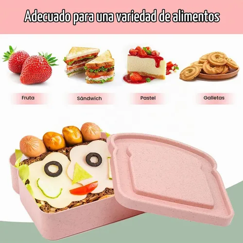 Vista 6 de NADUSEP Contenedores para sándwiches, recipientes para loncheras, caja de plástico con forma de tostada, para almacenamiento de alimentos con tapa