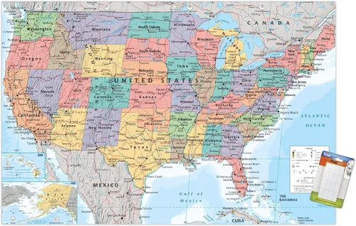 Vista 15 de Trends International Póster de pared de USA Map 2023, 14.72 x 22.37 pulgadas, versión enmarcada de madera de granero