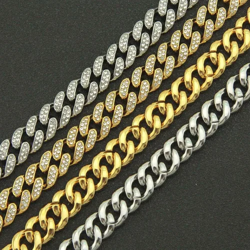 Vista 4 de BLBLJERY Cuban Link Chain for Men Women 14k Gold Silver Miami Cuban Necklace Diamond Iced Out Rapper Tennis Chain Bling Hip Hop Jewelry