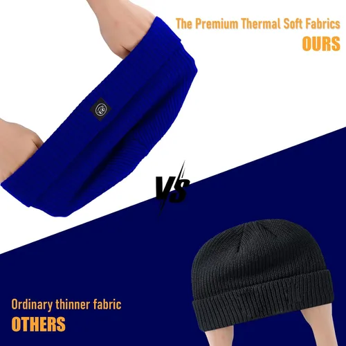 Vista 4 de Gorro para hombre con gorro de invierno con sonrisa, unisex, de punto, suave, cálido, con puños
