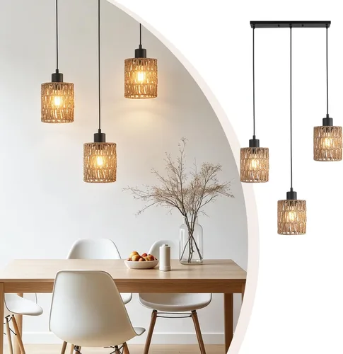Vista 9 de FIRVRE Lámpara colgante industrial de 3 luces, lámpara colgante de metal ajustable, iluminación colgante vintage para cocina, restaurante, comedor