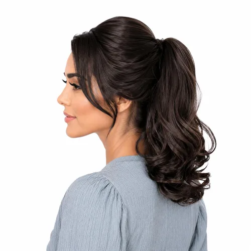 Vista 43 de PRETTYSHOP - Extensión de cabello rizado voluminoso, cola de caballo de 14 pulgadas con clip, resistente al calor
