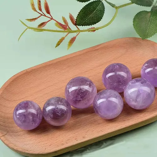 Vista 2 de Bolas Baoding de cristal de amatista de 1.4 pulgadas, pequeñas bolas curativas de cuarzo morado, bolas de mano para terapia de manos, alivio