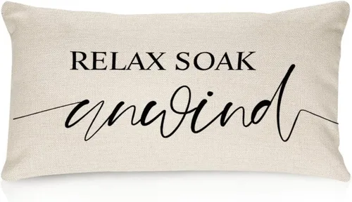 Vista 44 de Fundas de almohada lumbar de 12 x 18 pulgadas con citas divertidas de algodón y lino, para sofá, sala de estar, decoración de inauguración