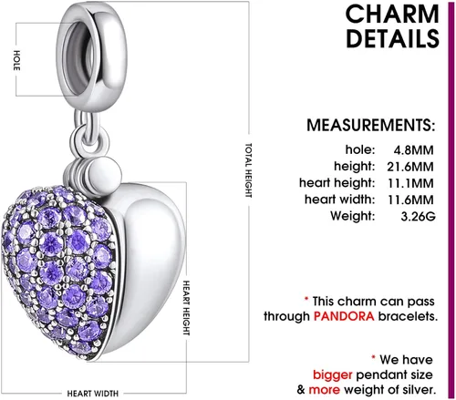 Vista 4 de NINGAN Abalorio colgante con texto en inglés I Love You para mujeres niñas esposa mamá hija amigas con circonia cúbica 5A para pulseras de abalorios